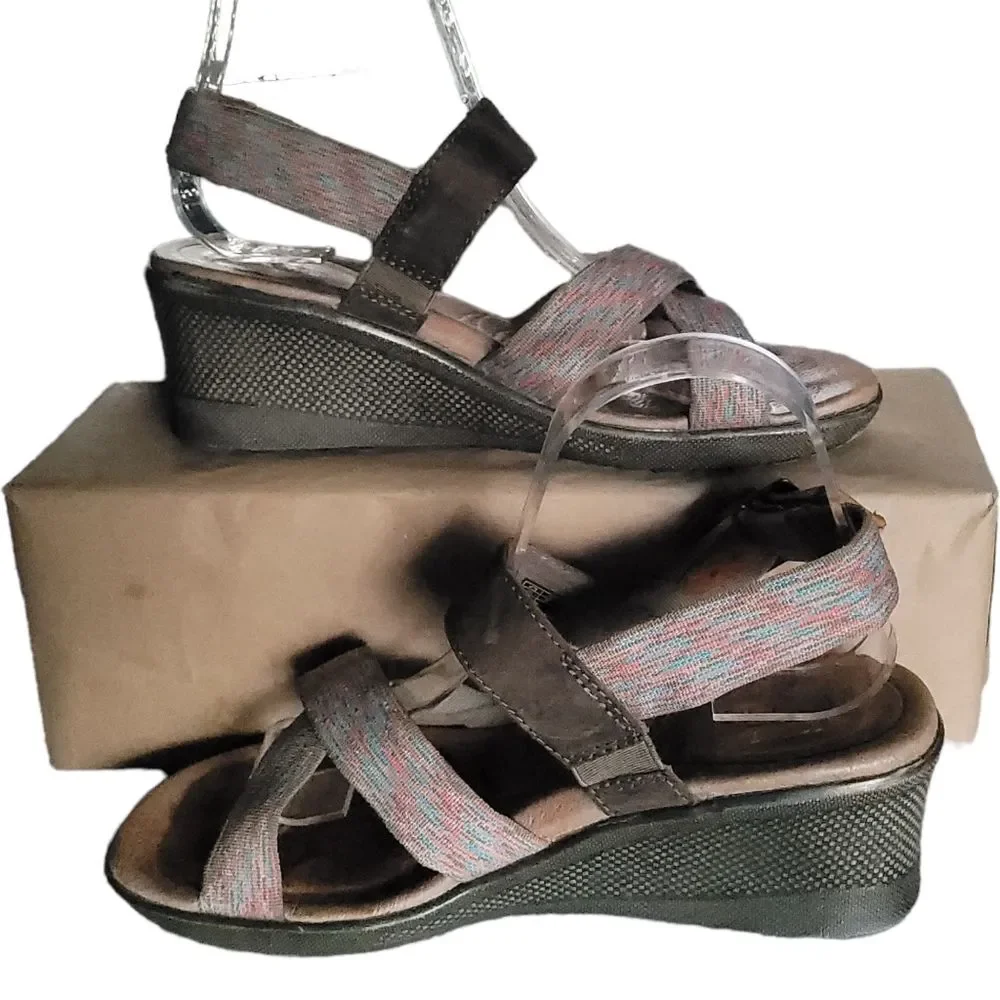 Keen Skyline Wedge Sandals Brown Multicolor Slingback Shoes Women’s EU 37.5US 7M